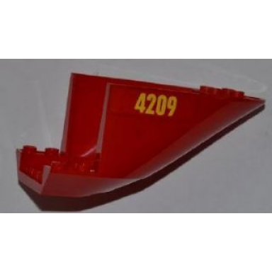 red aircraft fuselage aft section curved bottom 6 x 10 with yellow 4209 pattern on both sides stickers - set 4209