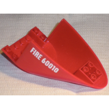 red aircraft fuselage aft section curved bottom 6 x 10 with white fire 60010 pattern on both sides stickers - set 60010