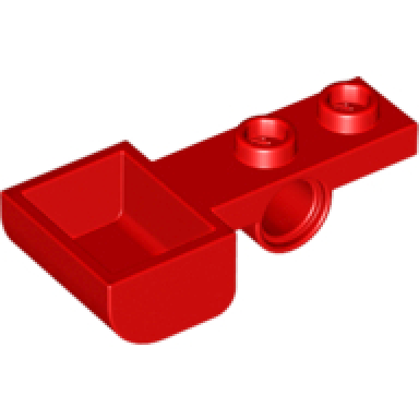 red plate modified 1 x 2 with pin hole and bucket catapult