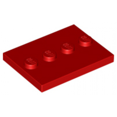 red tile modified 3 x 4 with 4 studs in center