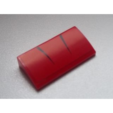 red slope curved 2 x 4 x 2 3 with bottom tubes with black stripes pattern sticker - set 60007