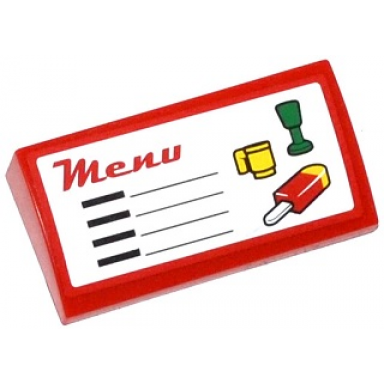 red slope curved 2 x 4 x 2 3 with bottom tubes with menu goblet cup and ice pop freezer lollipop lolly pole popsicle stick pattern sticker - set 60050