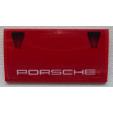 red slope curved 2 x 4 x 2 3 with bottom tubes with porsche and air outlets pattern sticker - set 75876