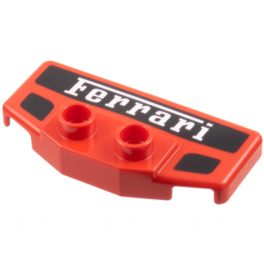 red duplo rear spoiler wing with white ferrari on black background 2 black markings pattern