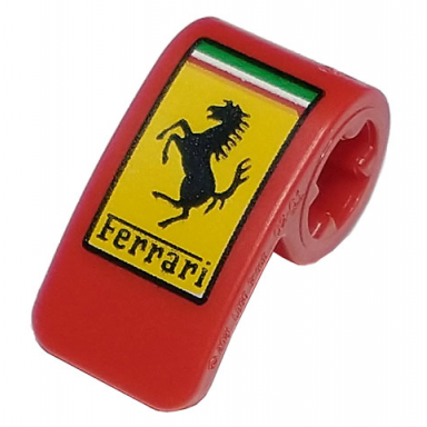 red technic panel curved 2 x 1 x 1 with ferrari logo black horse on yellow rectangle pattern