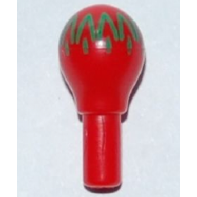 red minifigure utensil musical instrument maraca with green geometric pattern - narrow print