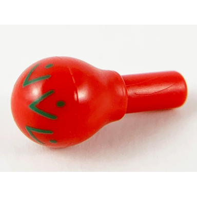 red minifigure utensil musical instrument maraca with green geometric pattern - wide print
