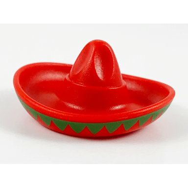 red minifigure headgear hat mexican sombrero with bright green trim pattern