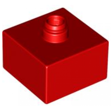 red duplo brick 2 x 2 with top pin