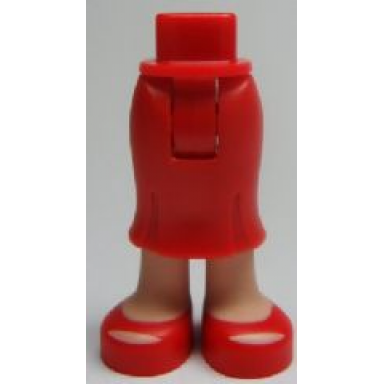 red mini doll hips and skirt long light nougat legs and red open toe shoes pattern - thick hinge