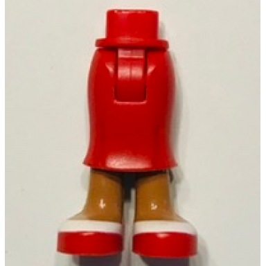 red mini doll hips and skirt long medium nougat legs and red and white shoes pattern - thick hinge