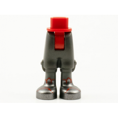 red mini doll hips and pearl dark gray trousers cropped dark bluish gray socks silver shoes with red trim pattern - thick hinge