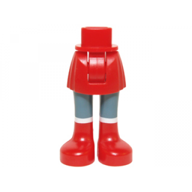 red mini doll hips and skirt sand blue legs and red boots pattern - thick hinge