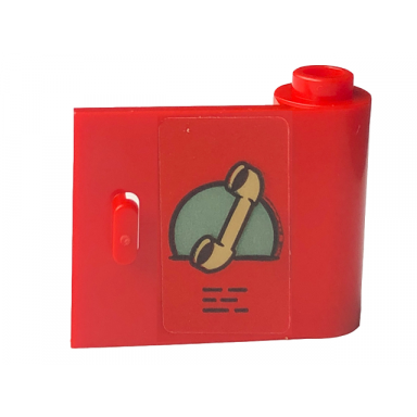 red door 1 x 3 x 2 right - open between top and bottom hinge with tan telephone receiver on sand green circle pattern sticker - set 40586