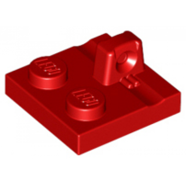 red hinge plate 2 x 2 locking with 1 finger on top