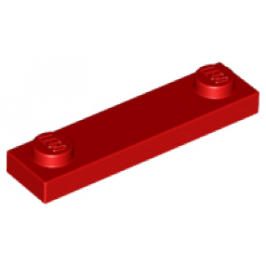 red plate modified 1 x 4 with 2 studs without groove