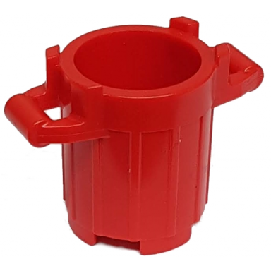 red container trash can with 4 cover holders