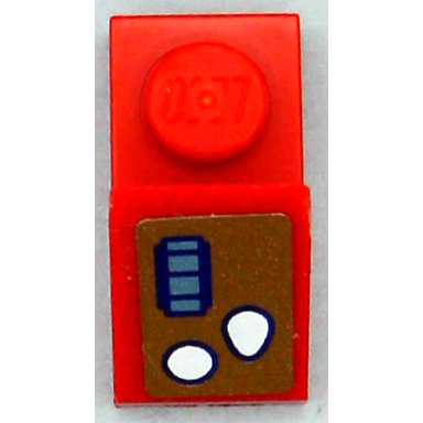 red slope 45 2 x 1 with 2 3 cutout with control panel with white buttons and metallic light blue rectangles with dark purple outline on gold background pattern model left side sticker - set 41239
