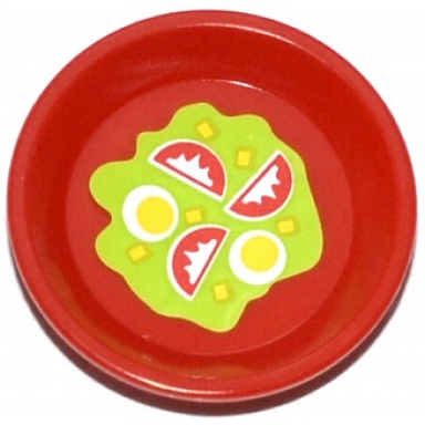 red friends accessories dish round with salad pattern sticker - set 41034