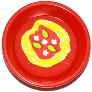red friends accessories dish round with pasta sauce mushrooms and leaves pattern sticker - set 41034