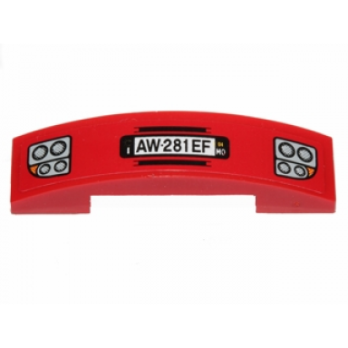 red slope curved 4 x 1 x 2 3 double with headlights and aw-281 ef pattern sticker - set 30191