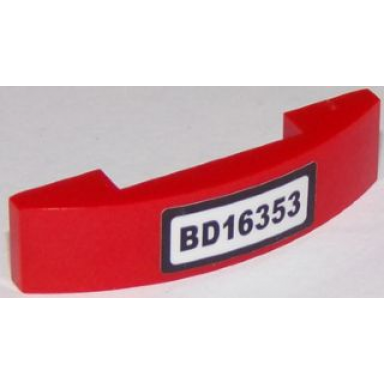 red slope curved 4 x 1 x 2 3 double with bd16353 pattern sticker - set 60119