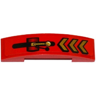 red slope curved 4 x 1 x 2 3 double with gold chevrons and lever pattern sticker - set 70737