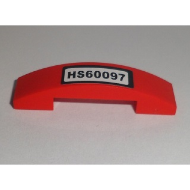 red slope curved 4 x 1 x 2 3 double with hs60097 pattern sticker - set 60097
