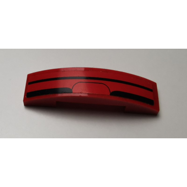 red slope curved 4 x 1 x 2 3 double with black lines pattern sticker - set 75899