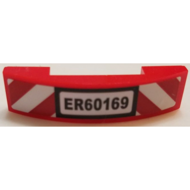 red slope curved 4 x 1 x 2 3 double with er60169 and red and white danger stripes pattern sticker - set 60169