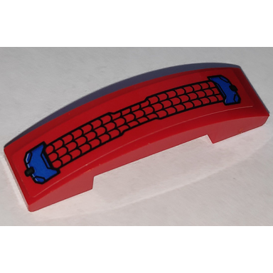 red slope curved 4 x 1 x 2 3 double with black webbing and blue hull plates pattern sticker - set 76151