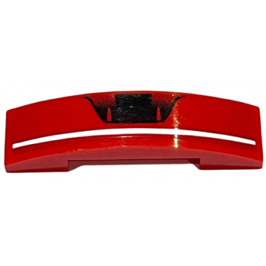 red slope curved 4 x 1 x 2 3 double with black air vent and white stripe pattern sticker - set 75882