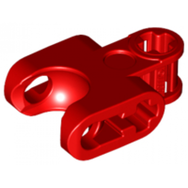red technic axle connector 2 x 3 with ball joint socket - closed sides straight forks with open axle holes