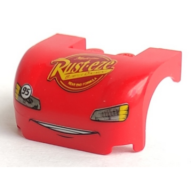 red vehicle mudguard 3 x 4 x 1 2 3 curved with front with headlights grille and rust-eze pattern