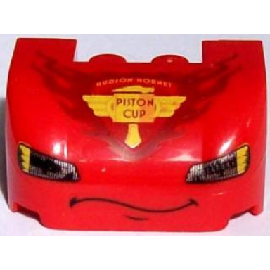 red vehicle mudguard 3 x 4 x 1 2 3 curved with front with headlights thin curved smile and piston cup pattern