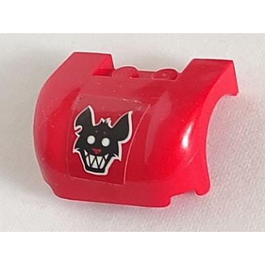 red vehicle mudguard 3 x 4 x 1 2 3 curved with black rat head with white teeth pattern sticker - set 70921