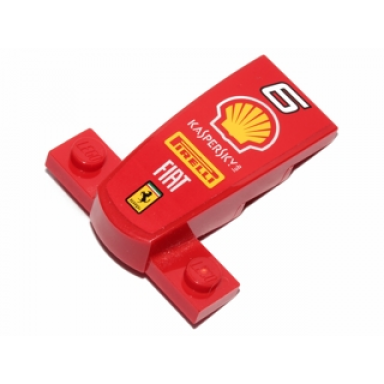 red wedge 4 x 2 x 1 1 3 with 1 x 4 base with 6 shell logo kaspersky lab pirelli fiat and ferrari logo pattern sticker - set 30190