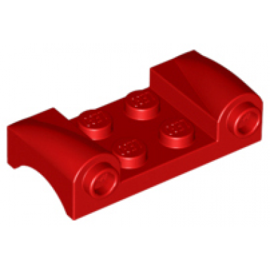 red vehicle mudguard 2 x 4 with headlights and curved fenders