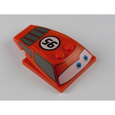 red wedge 6 x 4 x 1 1 3 with 4 x 4 base with blue eyes windows and 95 in white circle pattern