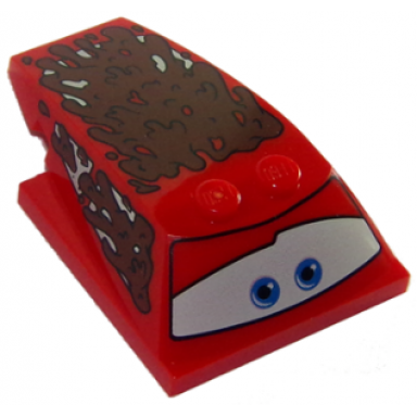 red wedge 6 x 4 x 1 1 3 with 4 x 4 base with blue eyes and mud splotches pattern