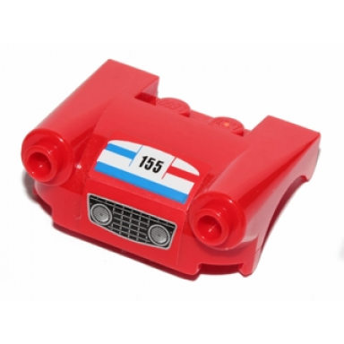 red vehicle mudguard 3 x 4 with grille headlights blue and red stripes and 155 pattern stickers - set 30193