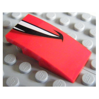 red slope curved 4 x 2 with smiling mouth right half pattern l mcqueen
