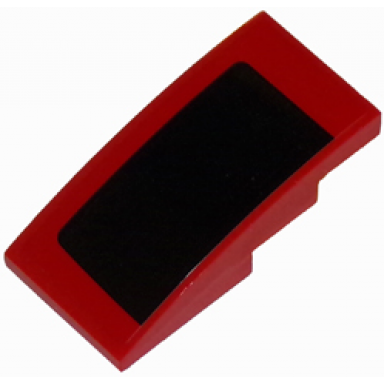 red slope curved 4 x 2 with thick black stripe on red background pattern model left side sticker - set 75874