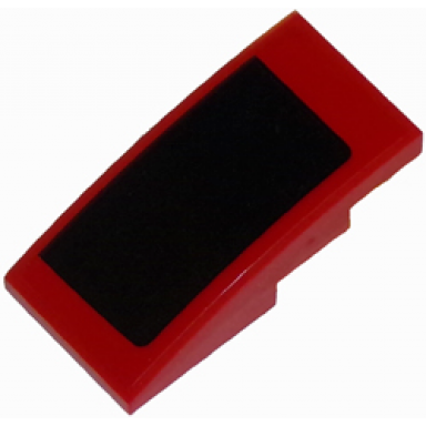 red slope curved 4 x 2 with thick black stripe on red background pattern model right side sticker - set 75874