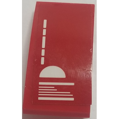 red slope curved 4 x 2 with white lines and half circle on red background pattern sticker - set 70615