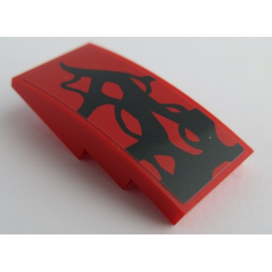 red slope curved 4 x 2 with thick black tendrils pattern model left side sticker - set 76199