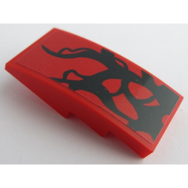red slope curved 4 x 2 with thick black tendrils pattern model right side sticker - set 76199