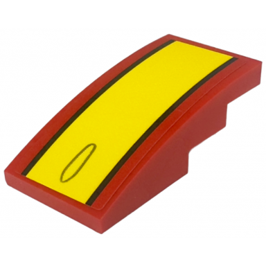 red slope curved 4 x 2 with black and yellow stripes pattern sticker - set 76914