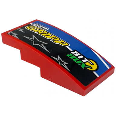 red slope curved 4 x 2 with bit box firm gripp and 4 stars on black blue and white stripes pattern model right side sticker - set 42153