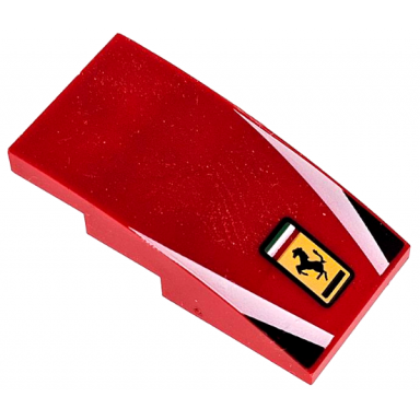 red slope curved 4 x 2 with ferrari logo white stripes black triangles pattern